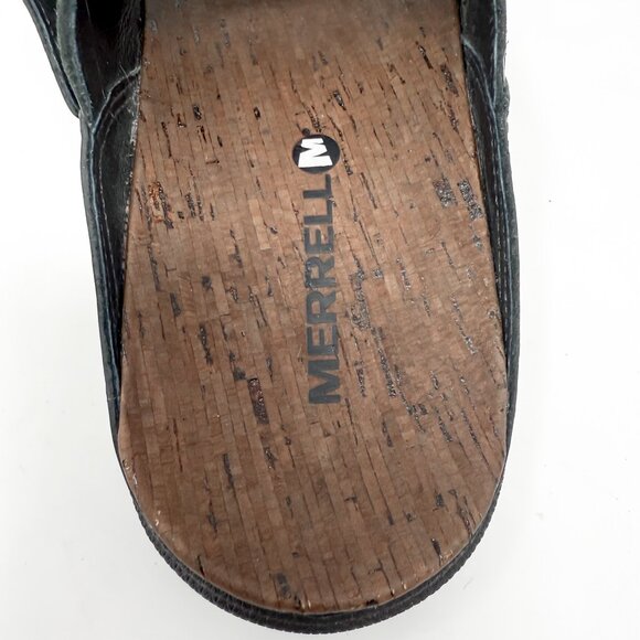Merrell Around Town Buckle Sandals Women's 10 Black Slide Leather Two-Strap - Picture 10 of 10